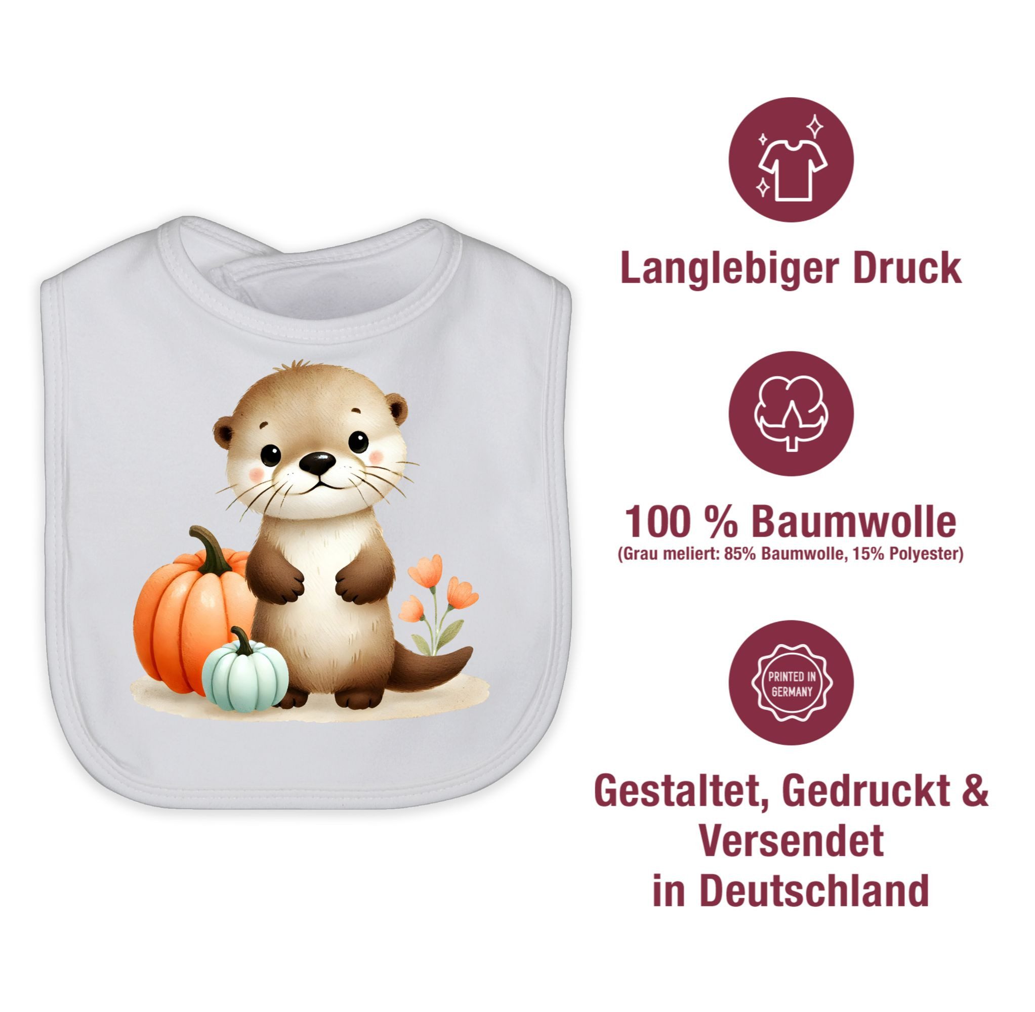 Shirtracer Lätzchen Süßer Otter mit Kürbis, Herbstliches Baby und Kinder Motiv, Niedlich, Halloween Kostüme für Baby