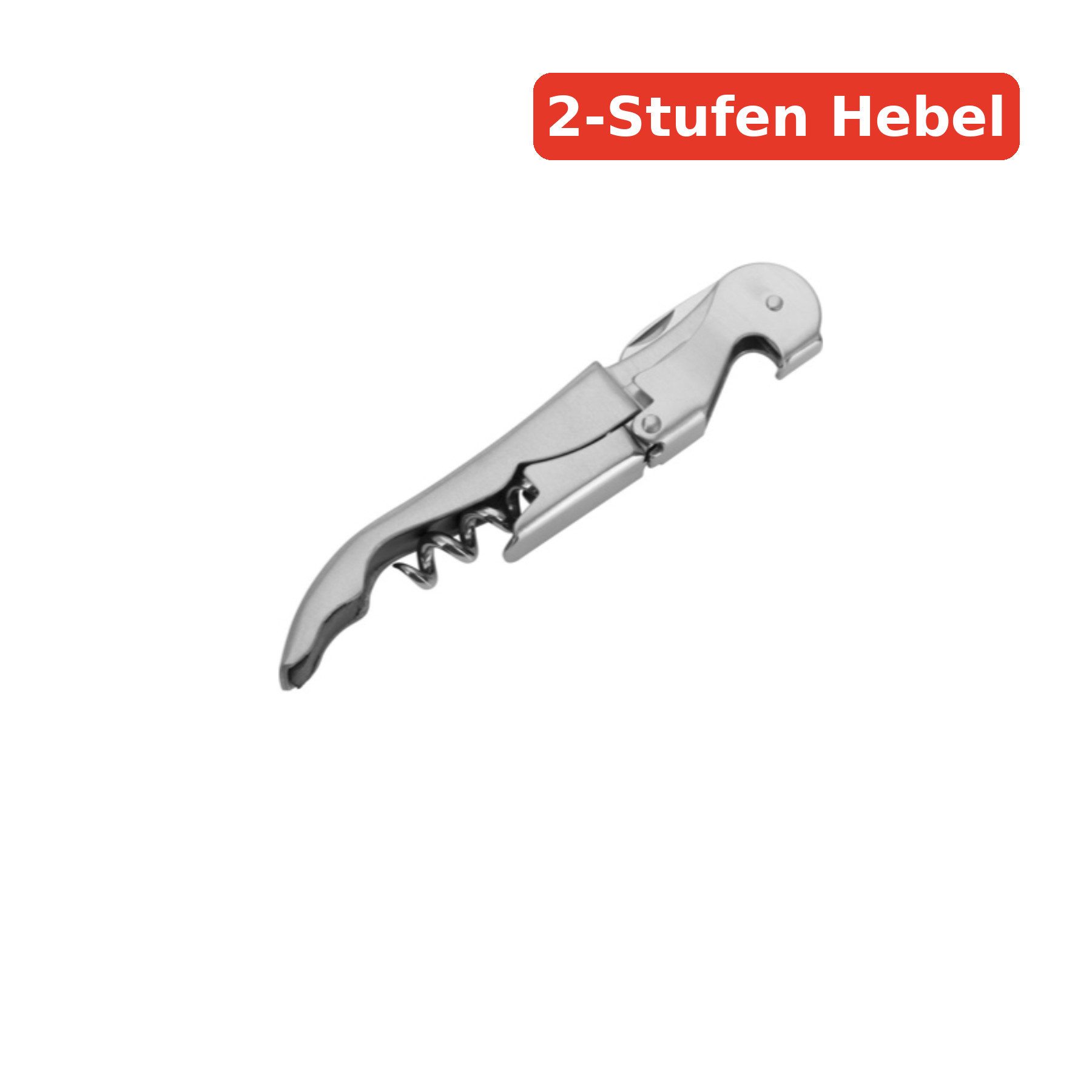 Thiru Korkenzieher - Kellnerbesteck - 2-Stufen-Hebel - Korkenzieher & Flaschenöffner, (1 tlg)