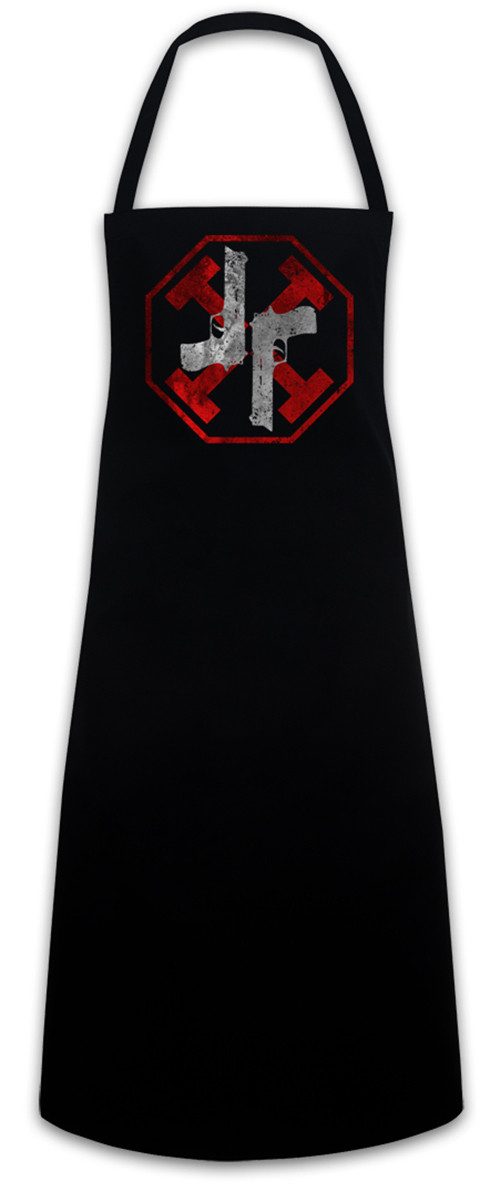 Urban Backwoods Kochschürze Gun Kata Grillschürze Symbol Sign Logo Insigina Equilibrium John