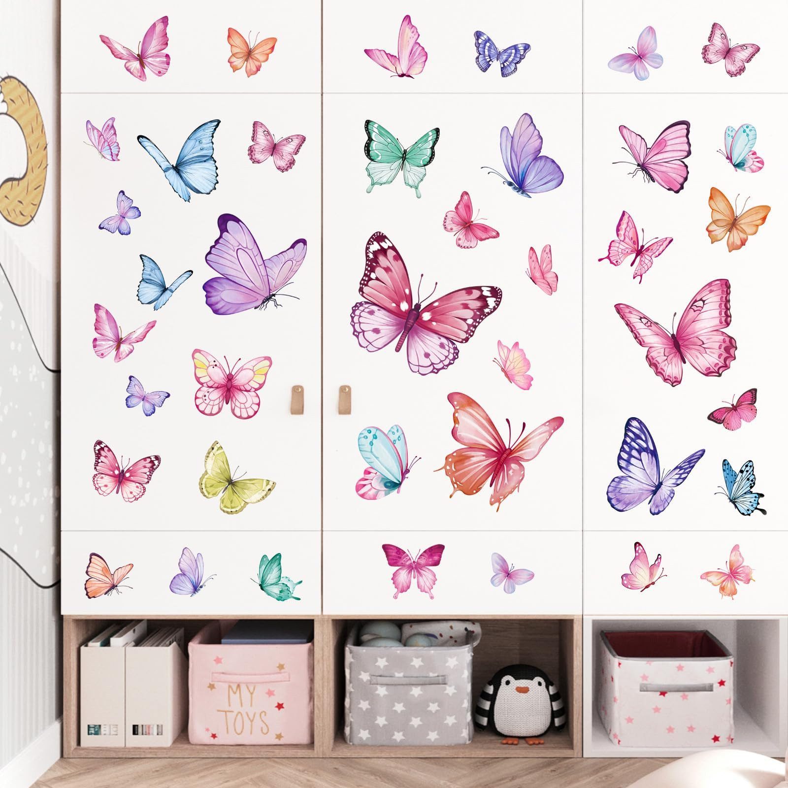 FOUORTUNATE-BEE Wandtattoo Schmetterling Wandsticker Rosa Kinderzimmer Mädchen Wanddeko 4er Set (4 St), Wandtattoo für Babyzimmer Spielzimmer Schlafzimmer Wohnz – Bild 5 von 5
