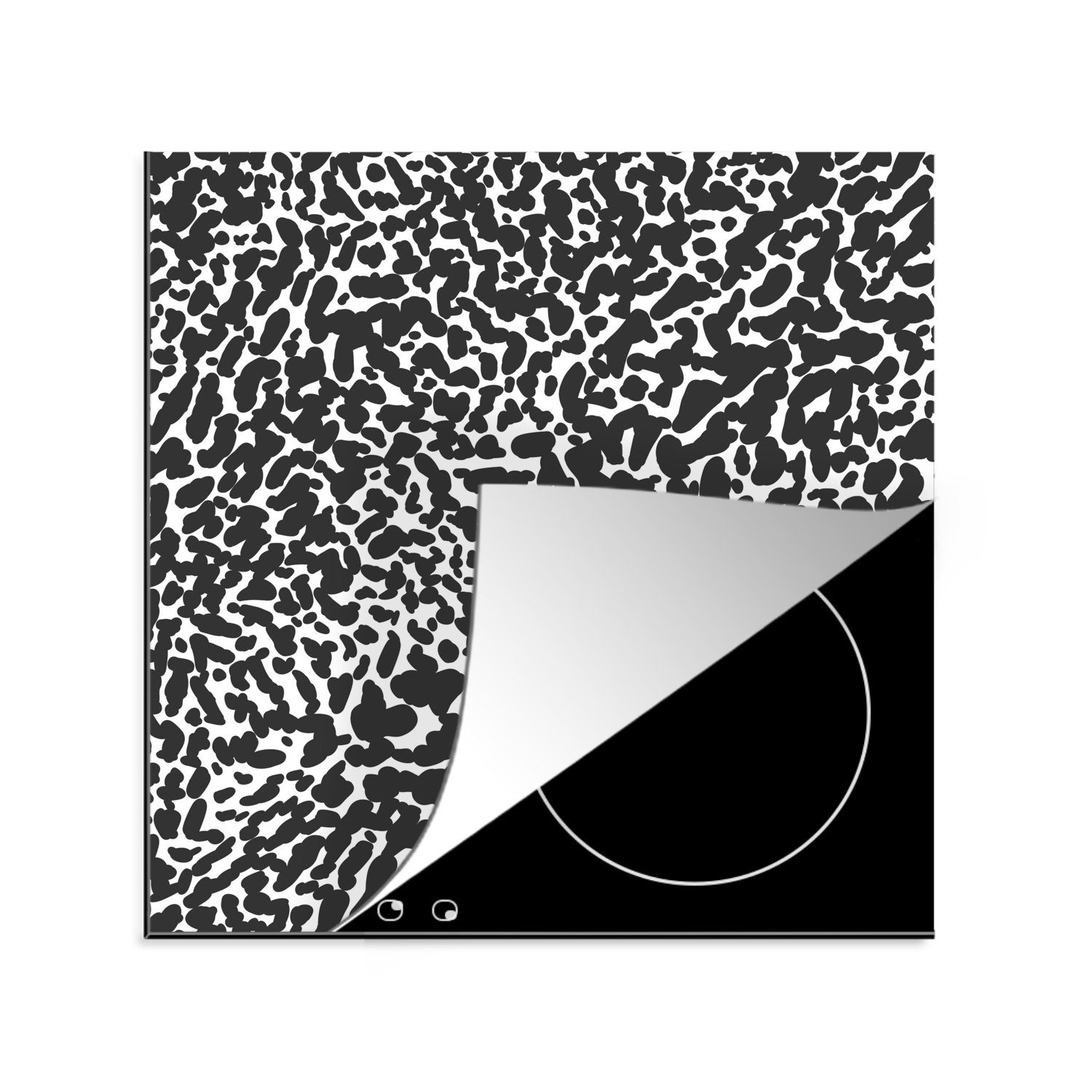 MuchoWow Herdblende-/Abdeckplatte Muster - Pantherdruck cm, Weiß, küche für Vinyl, Ceranfeldabdeckung, Schwarz - 78x78 tlg), Arbeitsplatte (1 