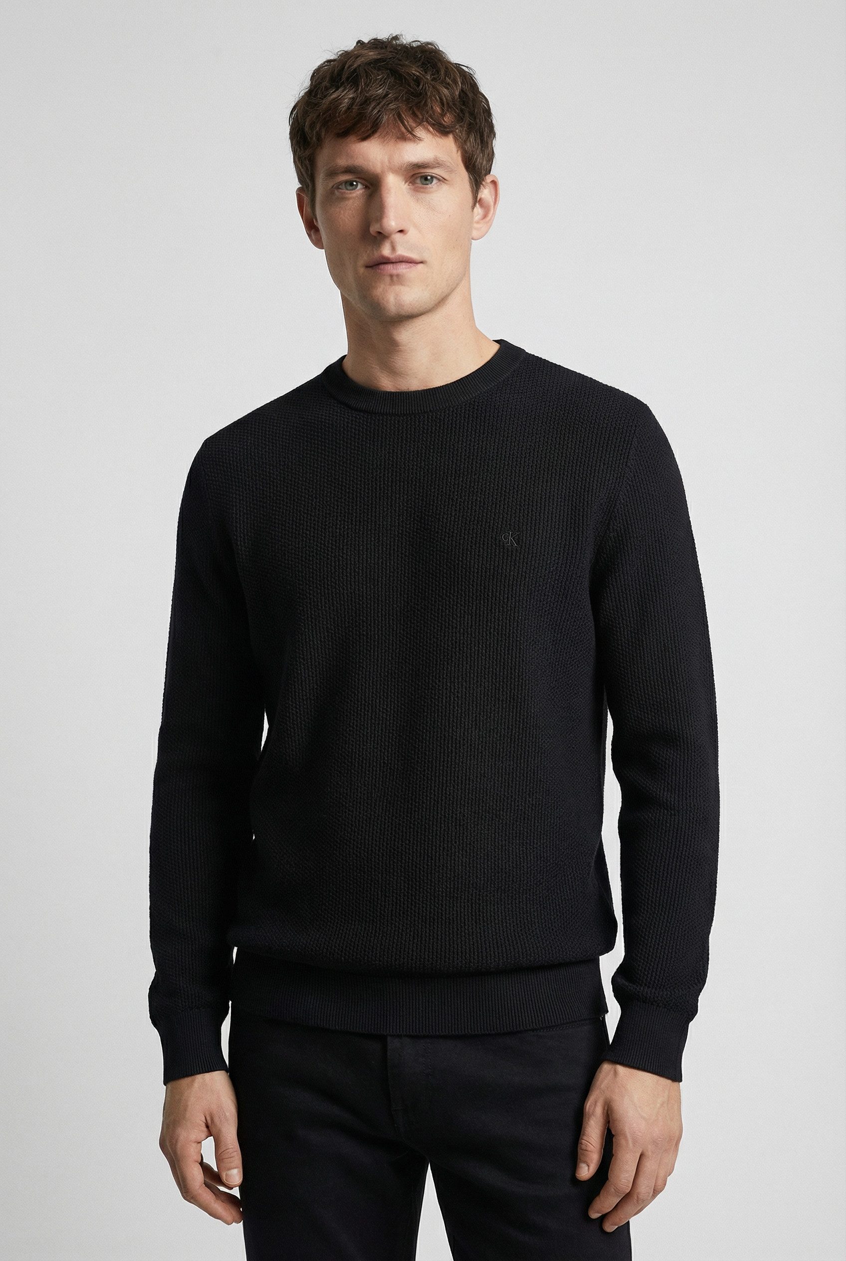 Calvin Klein Rundhalspullover LS TEXTURED COTTON CREWNK SWEATE Regular fit günstig online kaufen