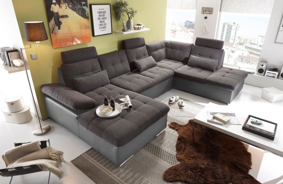 ED EXCITING DESIGN Wohnlandschaft Jakarta Dark Grey / Lawa