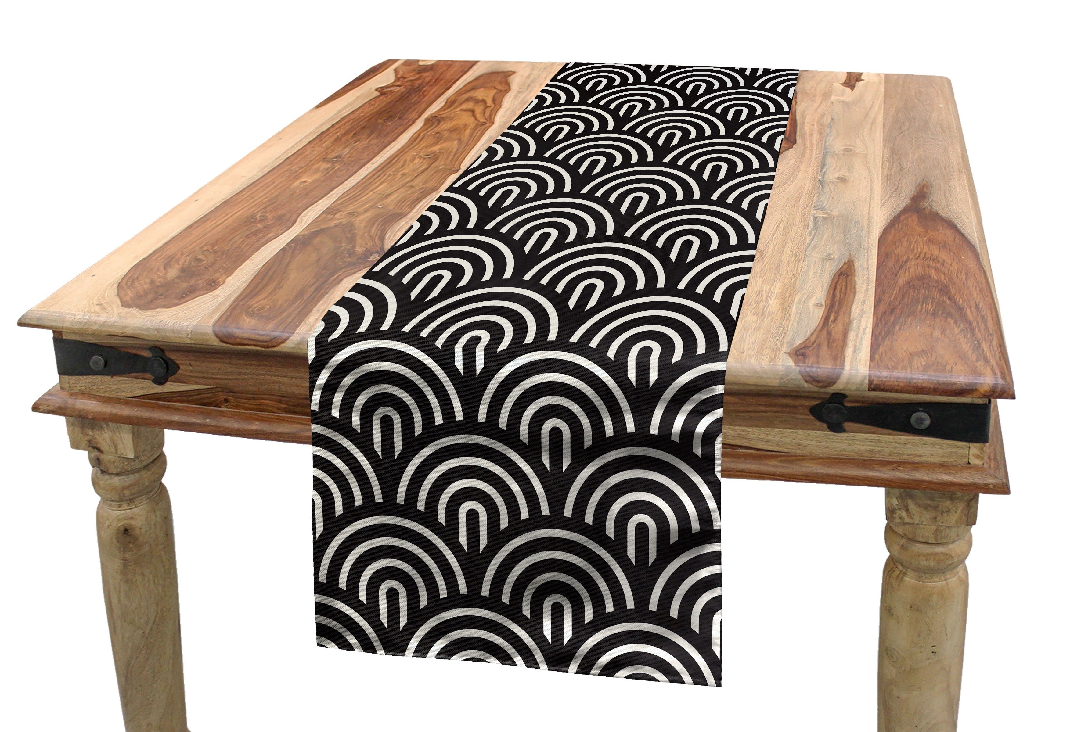 Abakuhaus Tischläufer Esszimmer Küche Dekorativer Rechteckiger Moderne Halbkreis-Stil Tischläufer, Rahmen Arcs