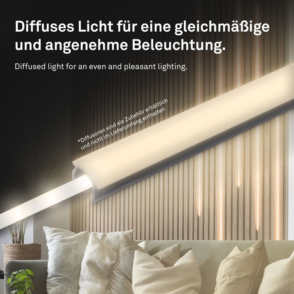 Briloner Leuchten Schrankleuchte 8018147, LED fest integriert, 2700K - Extra-Warmweiß, LED Strip 2,6m Weiß 24V Zubehör Akustikpaneele Wohnzimmer Flur