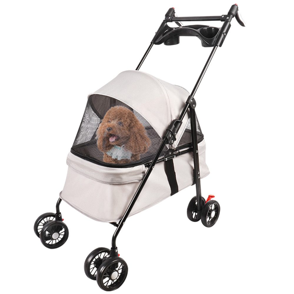 JEOBEST Hundebuggy Hundewagen Haustiere Buggy, (1-tlg), Haustierbuggy, Faltbar, Sicherheitsgurt, Getränkehalter