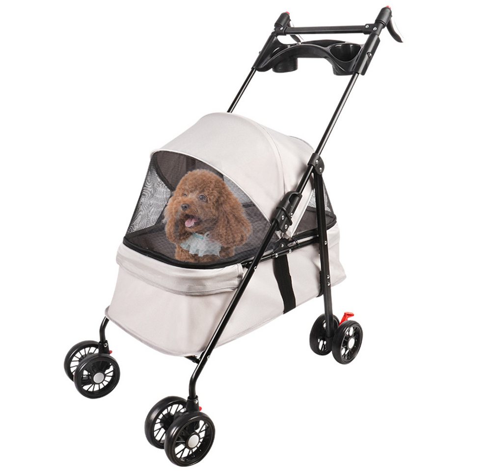 JEOBEST Hundebuggy Hundewagen Haustiere Buggy, (1-tlg), Haustierbuggy, Faltbar, Sicherheitsgurt, Getränkehalter