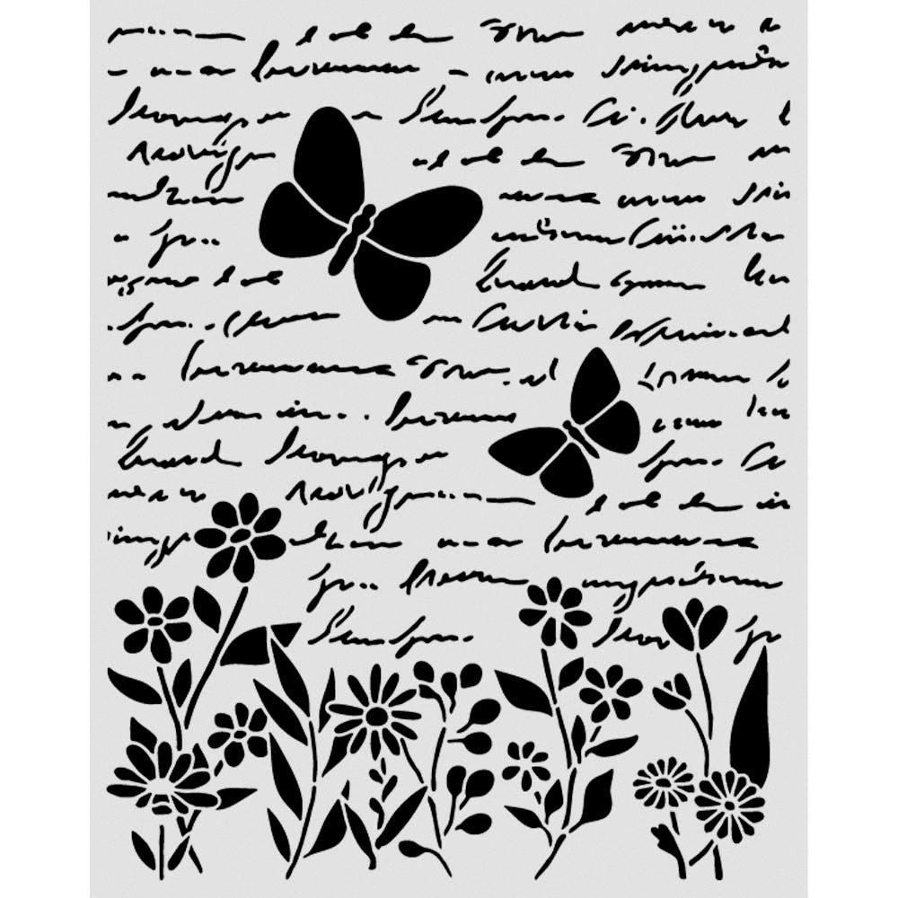Stamperia Malschablone Schablone Daisy Art, Letter and Butterfly, 20x25 cm