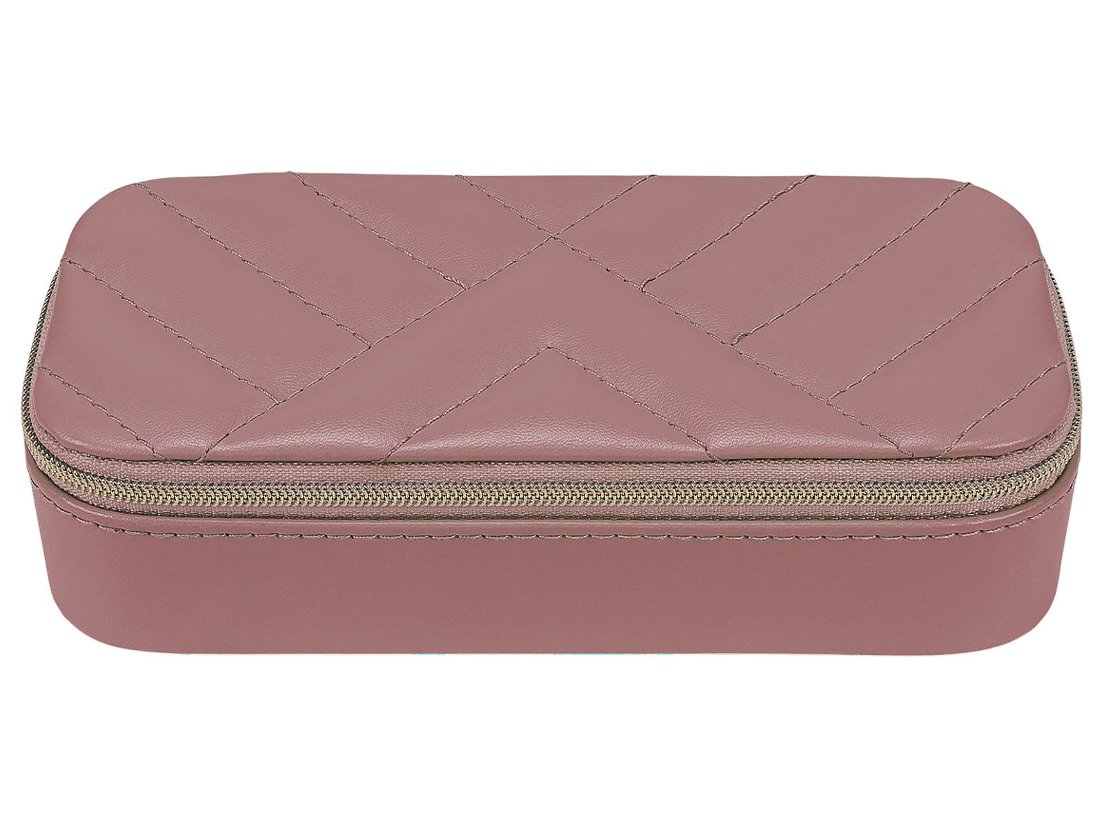 Joiessé Schmuckkoffer Kleines Reißverschluss-Etui 5021 Lederimitat essentials Deckel abgeste (Stück, 1 St., 1), Deckel abgesteppt