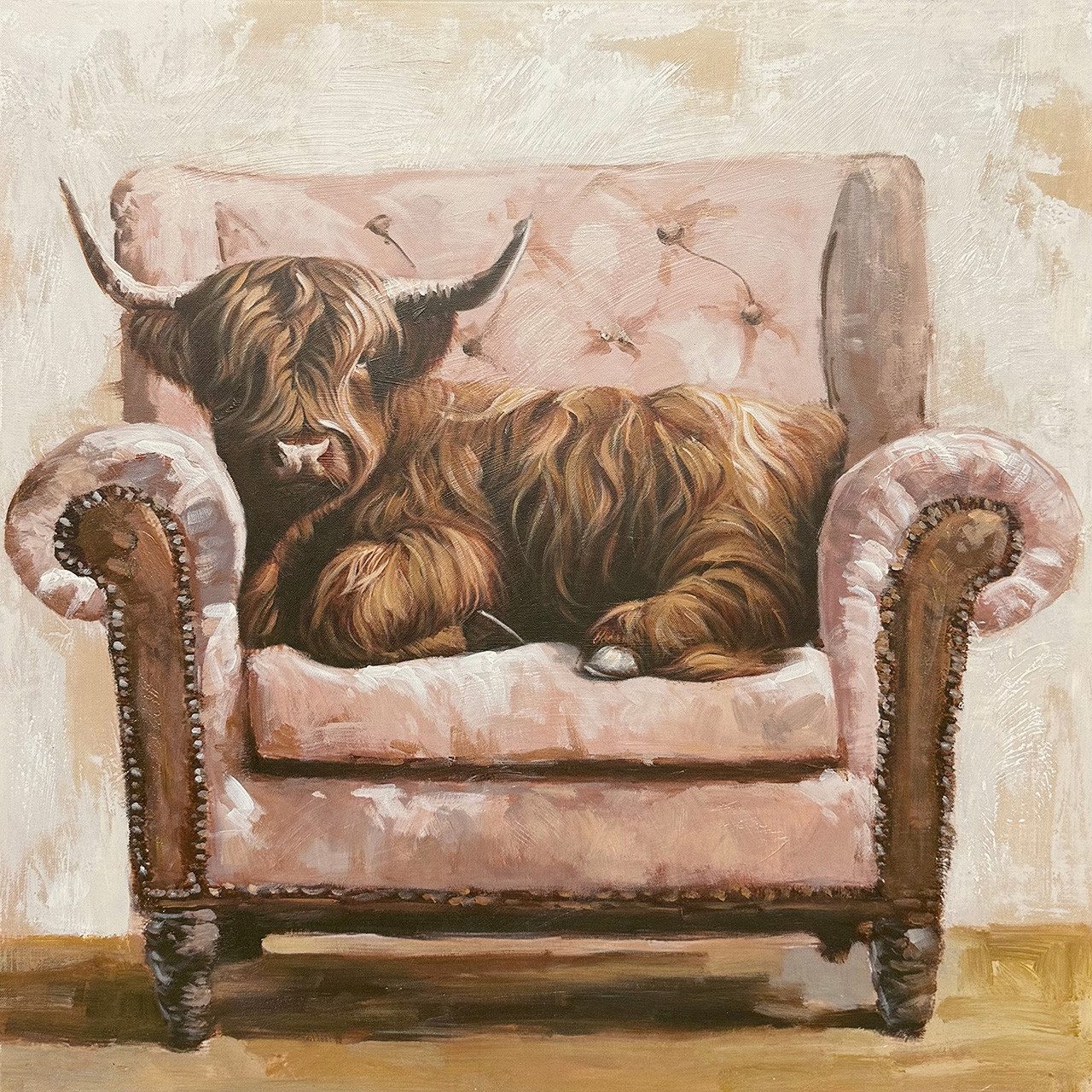 ArtUniverse Gemälde Sofa Cattle 70 x 70 cm, Tiermotiv
