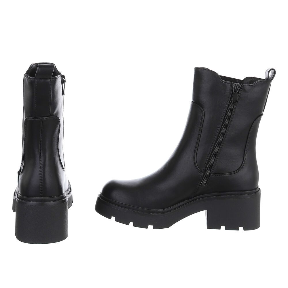 Ital-Design Damen Chelsea Boots mit Profilsohle und Blockabsatz Plateaustiefelette (92422331) Blockabsatz Stiefeletten in Schwarz – Bild 5 von 5