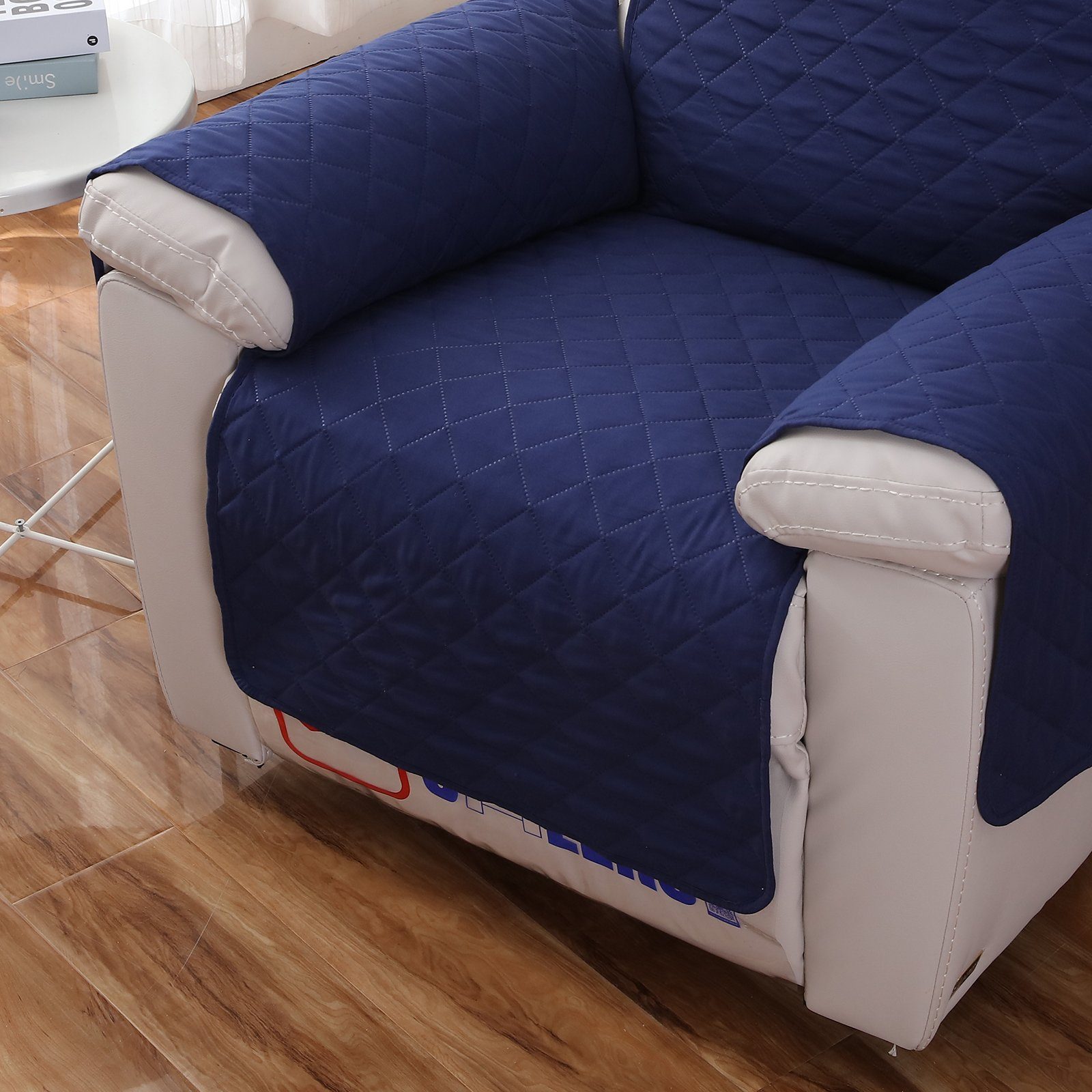für mit Rosnek, Möbelschutzbezug Marineblau Einzelsitz elastischem Haustier-Matte Band, Sessel, Sesselhusse