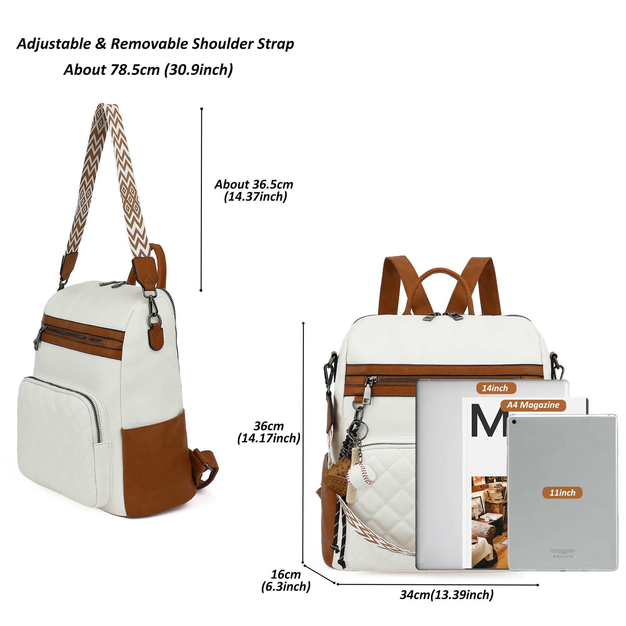 TAN.TOMI Cityrucksack Damen Rucksack Wasserdicht Anti-Diebstahl PU Mode Reisen, klein Handtasche Schultertasche 2 in 1 für Reise Outdoor