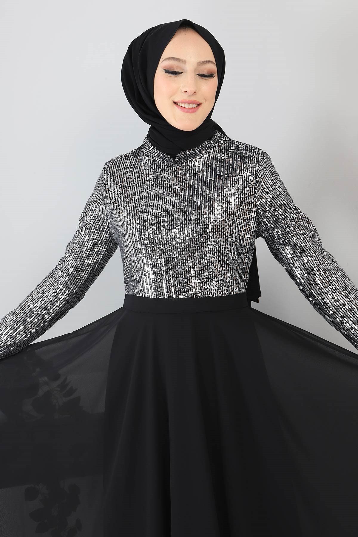 MODAMİHRAM Midikleid Chiffon Abendkleid mit Rüschen günstig online kaufen