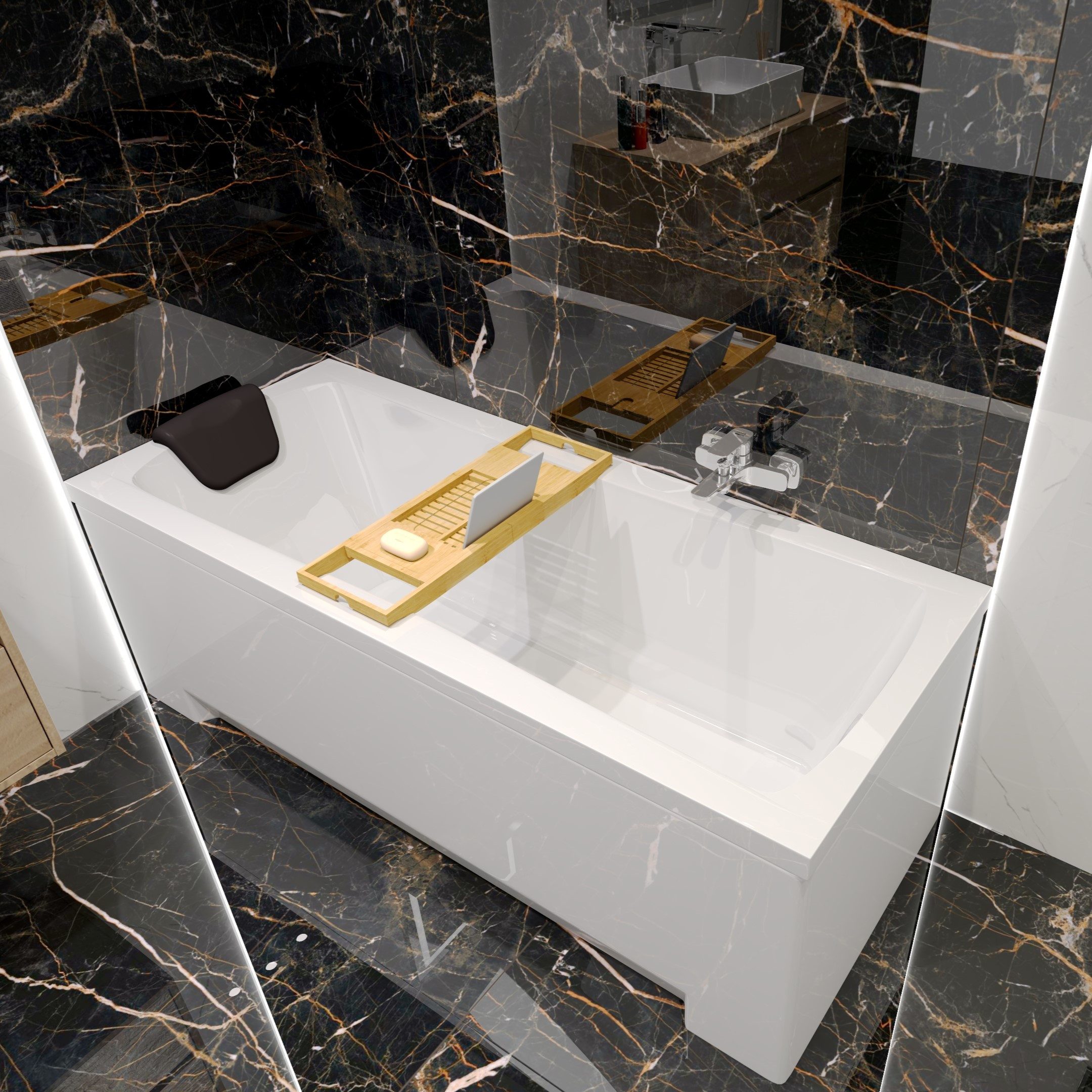 KOLMAN Badewanne Rechteck OPTIMAZ 160x70 + Bambus Badewannenablage, Ablaufgarnitur & Füße GRATIS