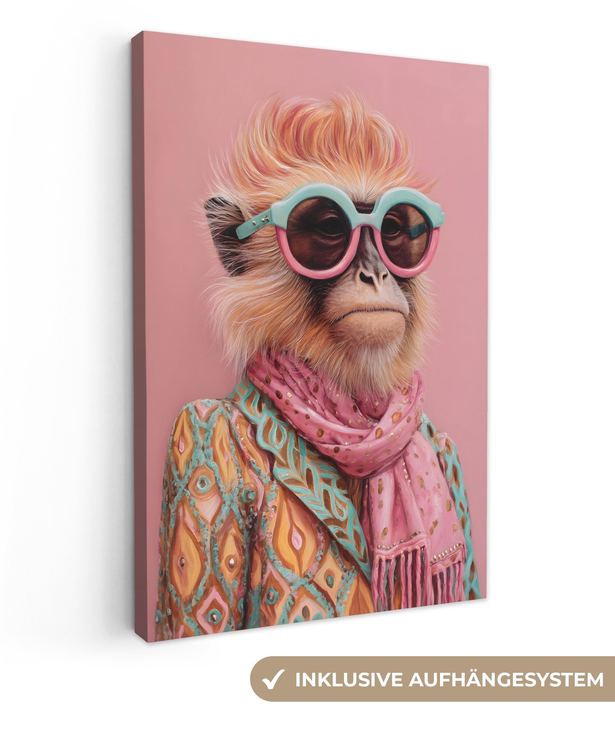OneMillionCanvasses® Leinwandbild Halstuch - Affe - günstig online kaufen
