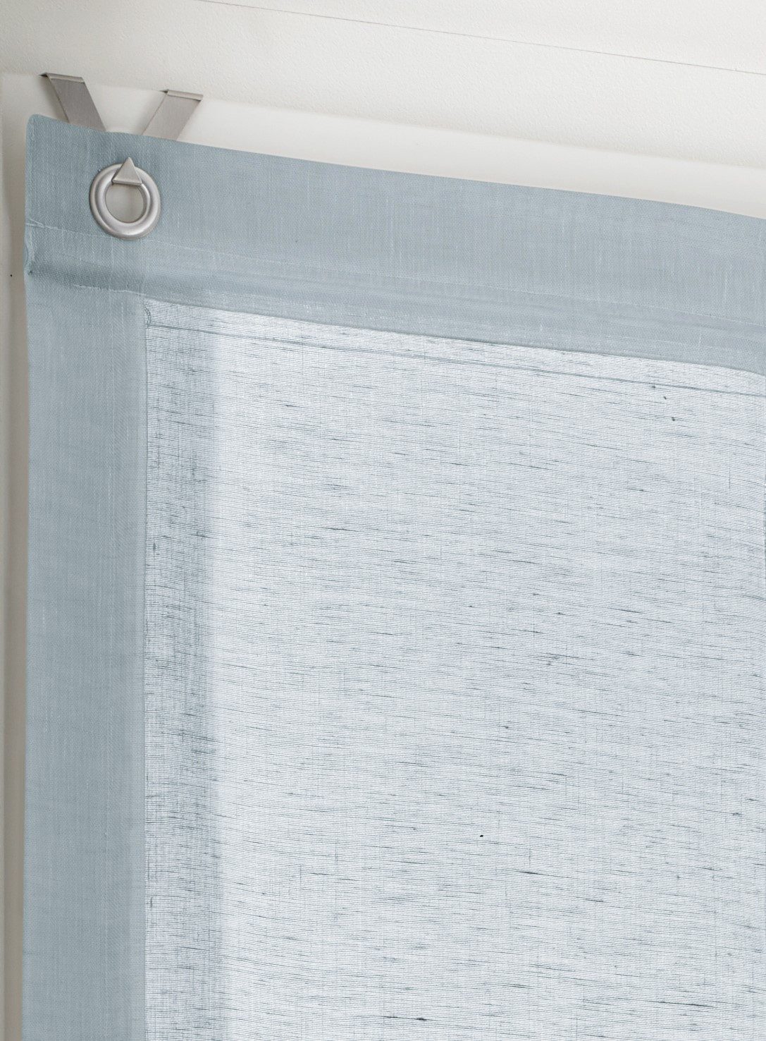 Kutti Raffrollo Brondby, mit Hakenaufhängung, ohne Bohren, freihängend, Leinenoptik lichtfilternd Edelstahlhaken