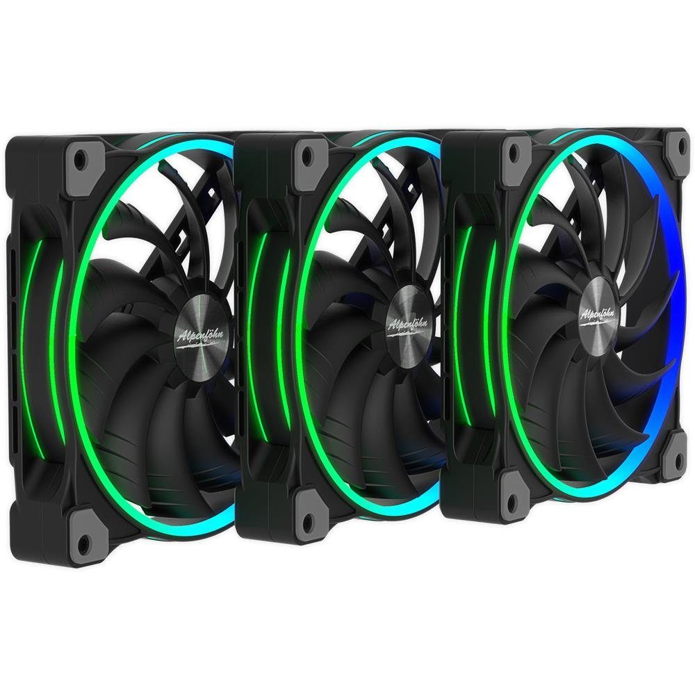 Alpenföhn Gehäuselüfter Wing Boost 3 ARGB Triple, 3er 140mm Gehäuselüfter adressierbare RGB, LED Beleuchtung