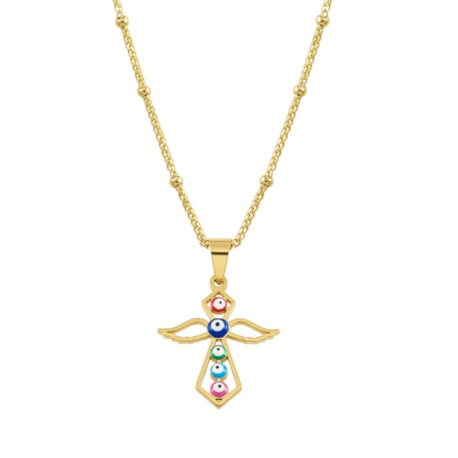 KARMA Kette mit Anhänger Schutzengel-Halskette Edelstahl goldfarben wasserf günstig online kaufen