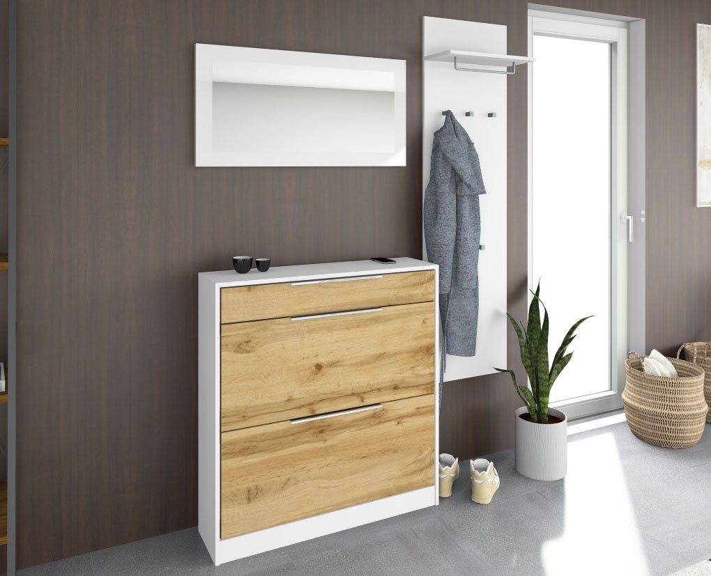 borchardt Möbel Garderoben-Set Oliva, Schuhschrank, Spiegel, Garderobenpaneel, (3-St)