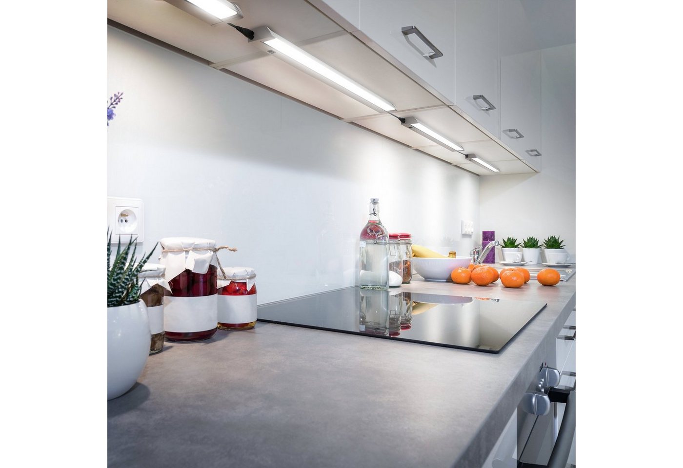 B.K.Licht LED Unterbauleuchte, LED Unterbaulampe Schrank-Lampe schwenkbar Küchenleiste Werkstatt silberfarbig 8W-kaufen
