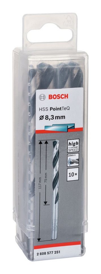 Thumbnail - BOSCH Metallbohrer, (10 Stück), HSS PointTeQ (DIN 338) Metallspiralbohrer - 8,3 mm - 10er-Pack