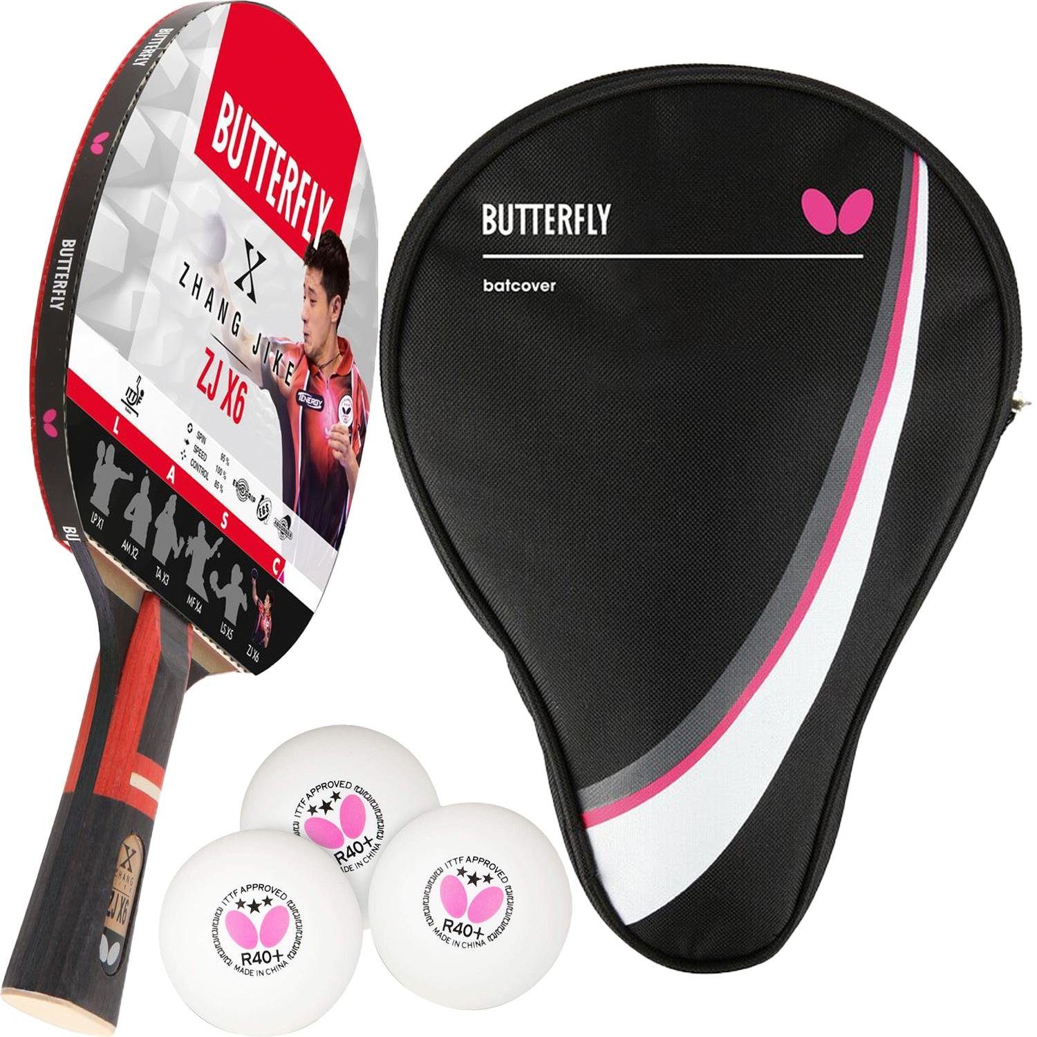 Butterfly Tischtennisschläger 1x Zhang Jike + DC1 + Bälle, Tischtennis Schläger Set Tischtennisset Table Tennis Bat Racket