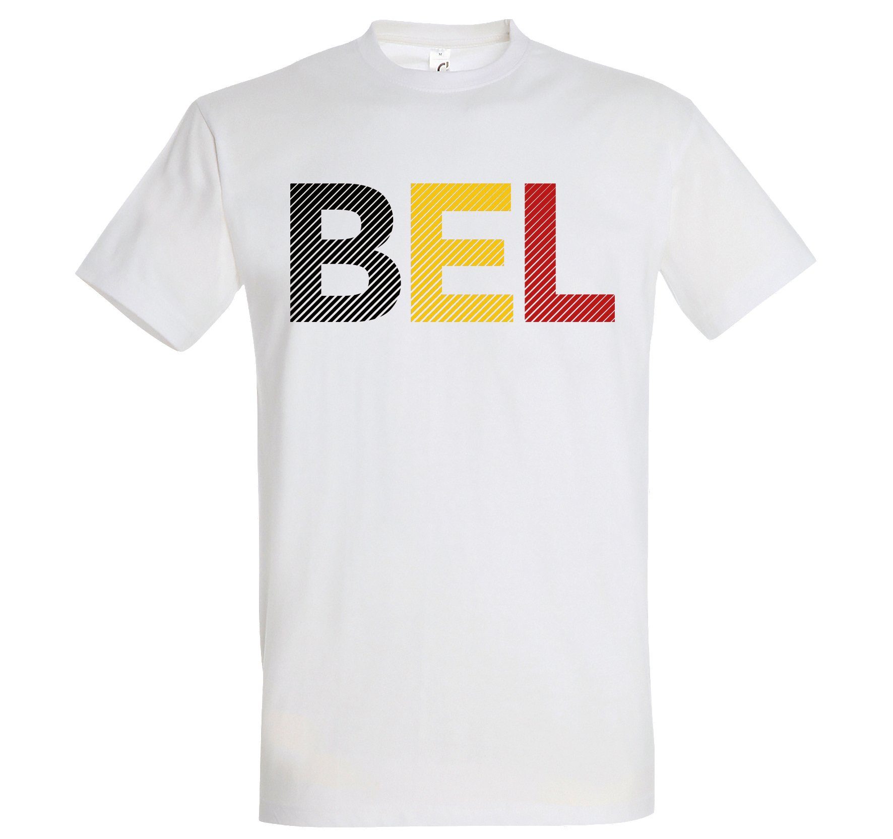Frontdruck Fußball Belgien mit Trendigem Youth T-Shirt Herren Designz T-Shirt im Look Weiss