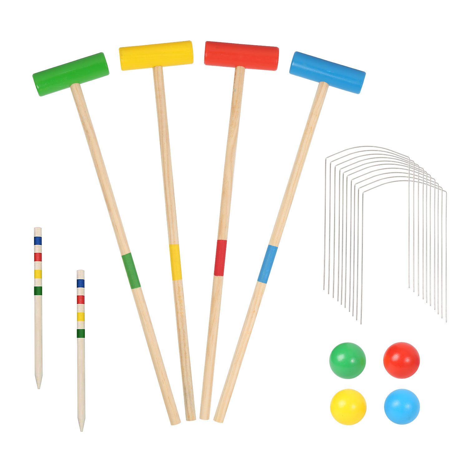 Spielzeug-Gartenset Krocket-Set Spiel für 4 Spieler Outdoor Crocket Spiel aus Holz
