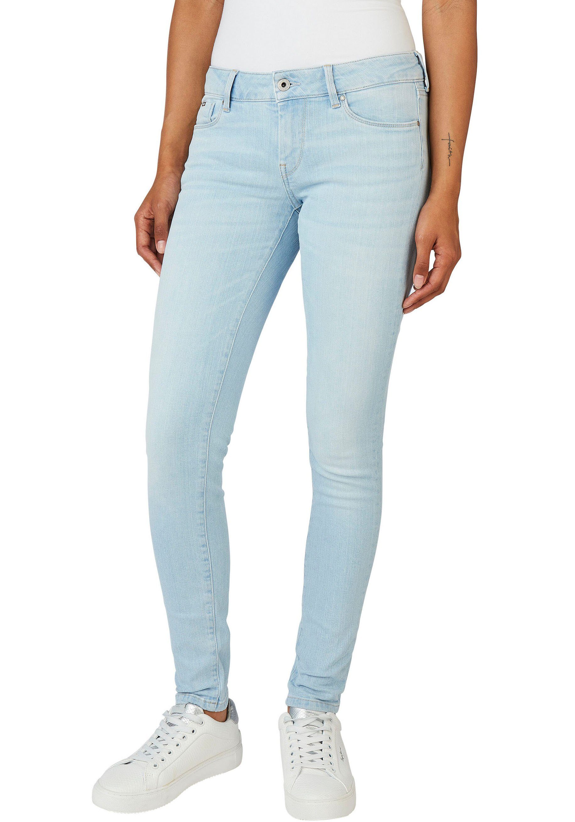 Pepe Jeans Skinny-fit-Jeans SOHO im 5-Pocket-Stil mit 1-Knopf Bund und Stretch-Anteil hell