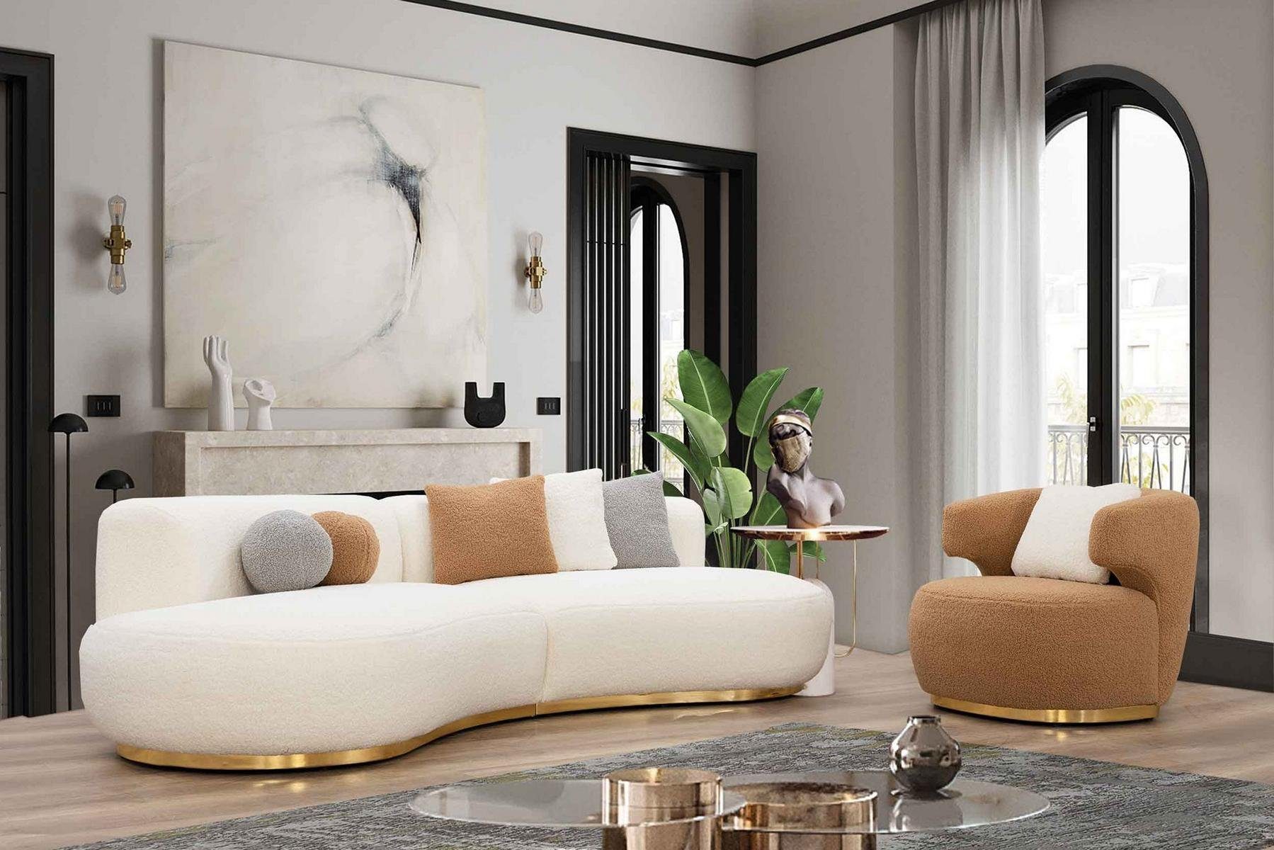 Sofas Luxus Teile, Hotel Einrichtung Sofa, Möbel 3 Relax JVmoebel Villen Rund Wohnlandschaft