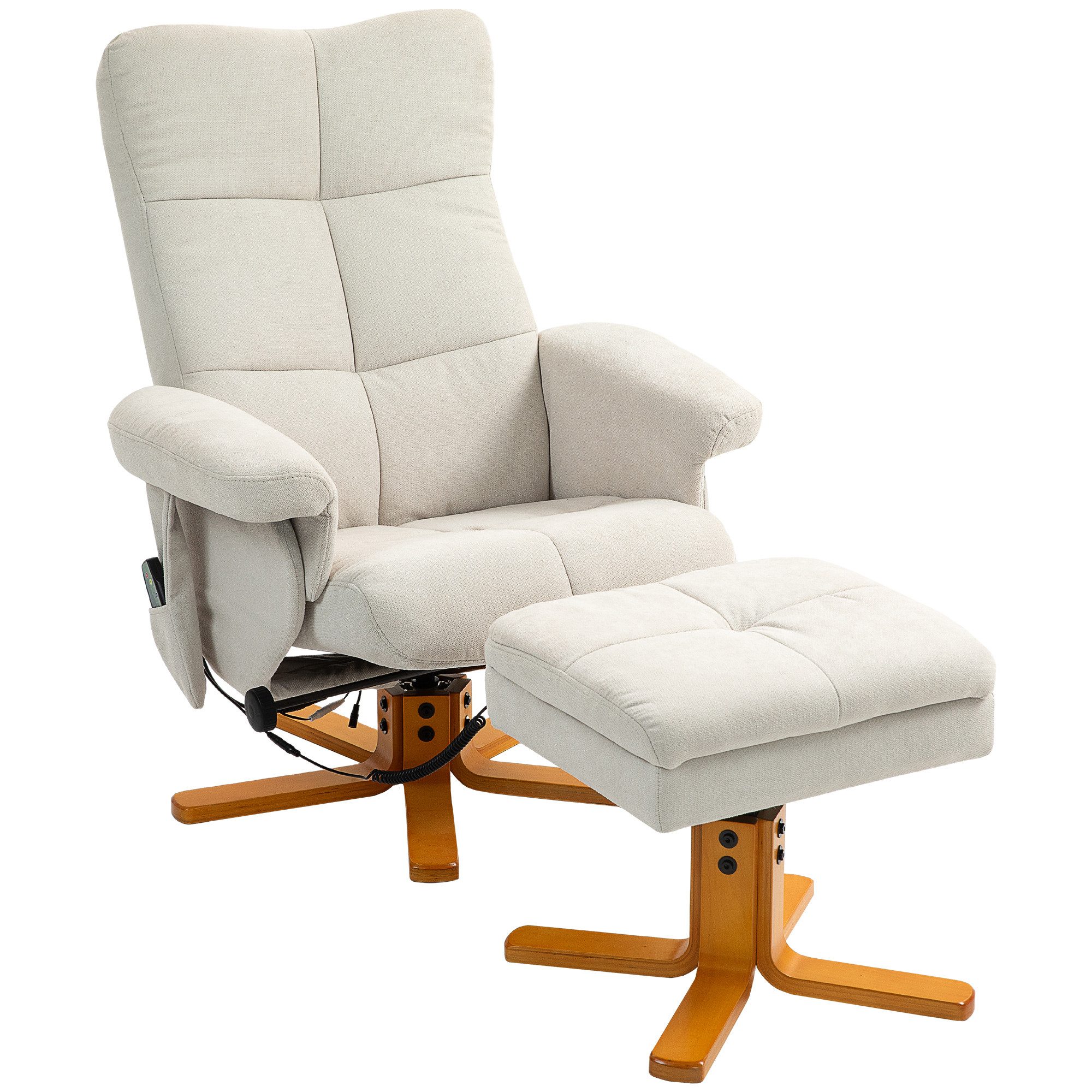 HOMCOM Massagesessel mit Hocker, Seitentasche, Stauraum, günstig online kaufen