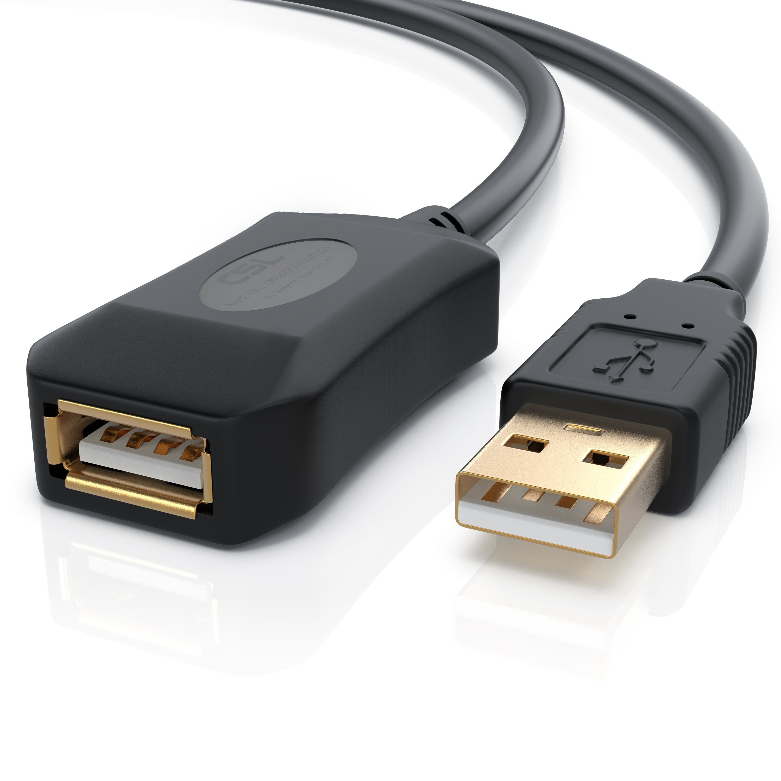 CSL aktives Repeater Kabel / Verlängerung mit Signalverstärkung - 5m Verlängerungskabel, 2.0, USB Typ A (500 cm), Extension Cable aktiv, Signalverstärker Repeater, erweiterbar