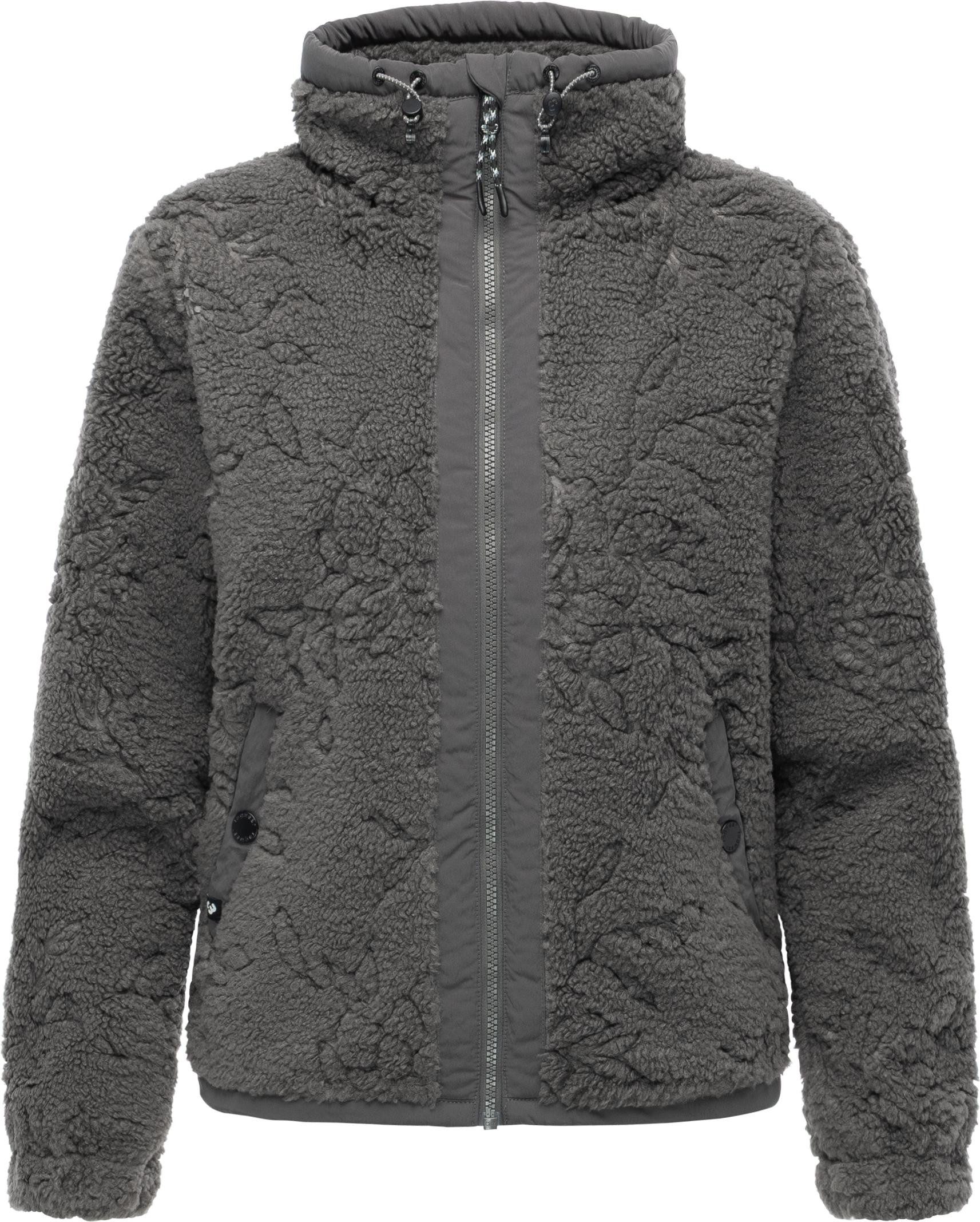 Ragwear Plüschjacke Nordicka II Sportliche Teddy-Fleecejacke mit verstellbarem Kragen