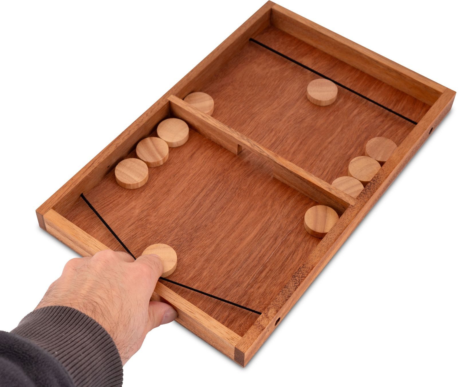 LOGOPLAY Spiel Sling Puck, Gesellschaftsspiel, Sling Puck Reaktionsschnelles Geschicklichkeitsspiel für 2 Spieler im