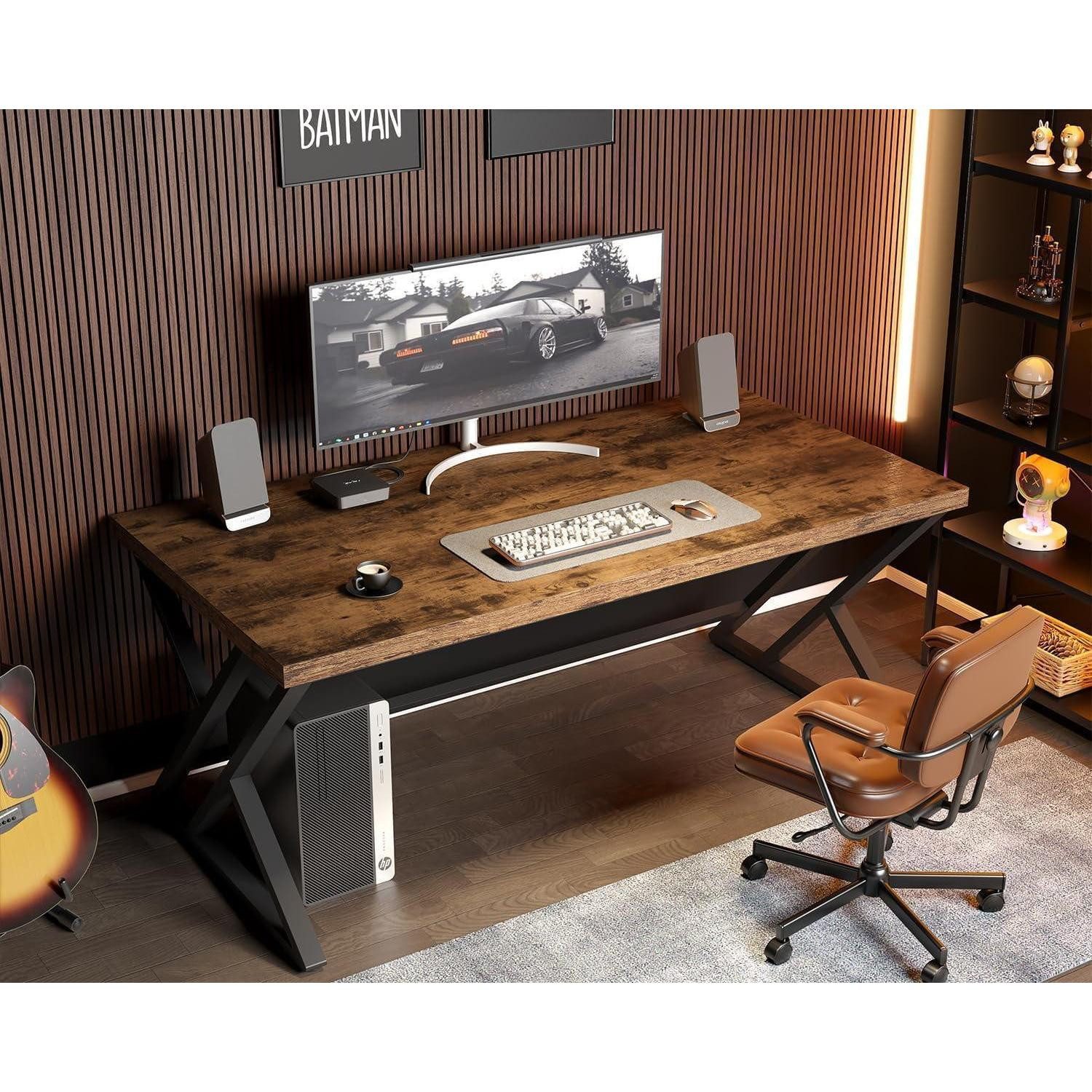 LuxusKollektion Computertisch Computertisch Schreibtisch 140×60×75.5cm Rustikales Braun