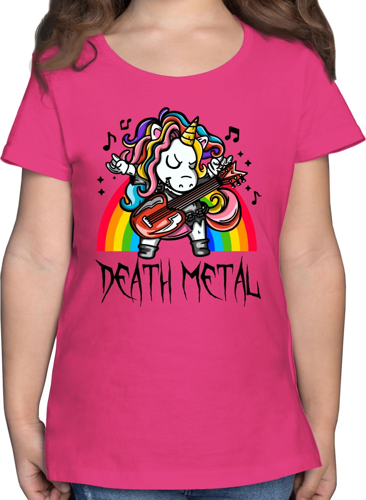 Shirtracer T-Shirt Death Metal Einhorn - Unicorn Kinderkleidung und Co 1 Fuchsia