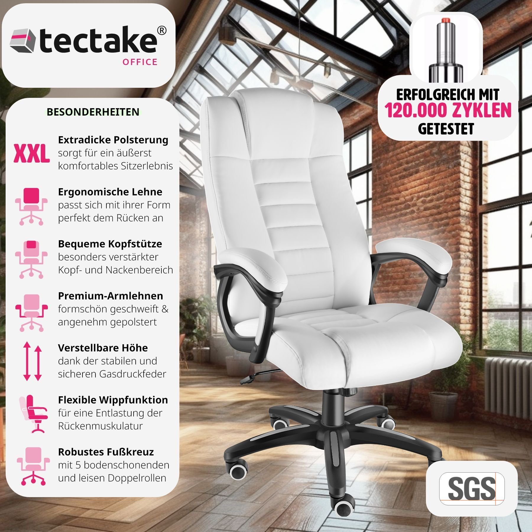 tectake einstellbare 1 MAFZ (1er, Wippmechanik Chefsessel St),