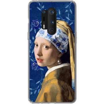 MuchoWow Handyhülle Mädchen mit Perlenohrring - Delfter Porzellan - Vermeer - Blumen -, Phone Case, Handyhülle OnePlus 8 Pro, Silikon, Schutzhülle