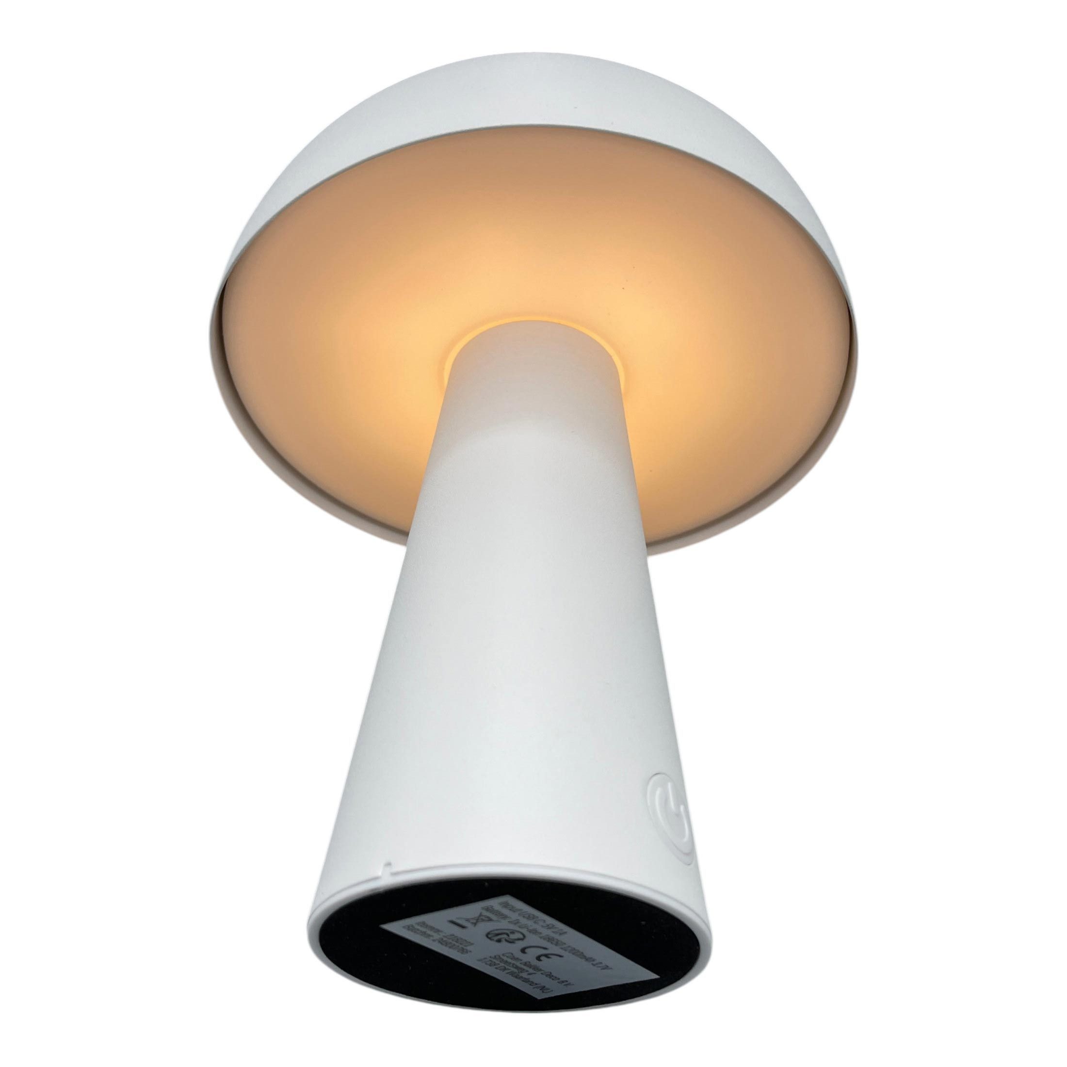 Coen Bakker Deco BV LED Außen-Tischleuchte, Dimmfunktion, LED, warmweiß, kaltweiß, neutralweiß, USB touch dimmbar weiß matt 3 Lichtfarben 15x21cm