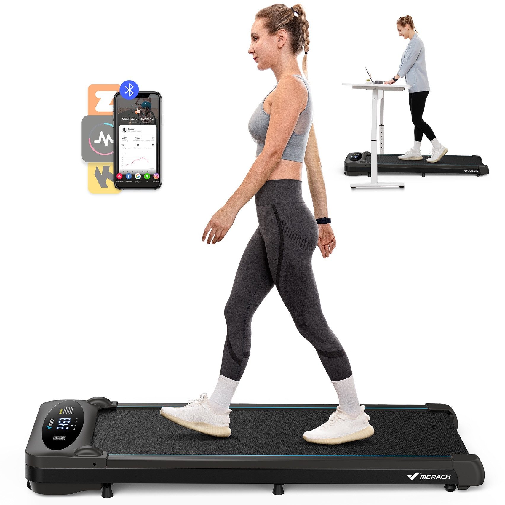 Laufband 3-in-1 Laufband, 2,75 HP, leise Laufmaschine für Zuhause oder Büro