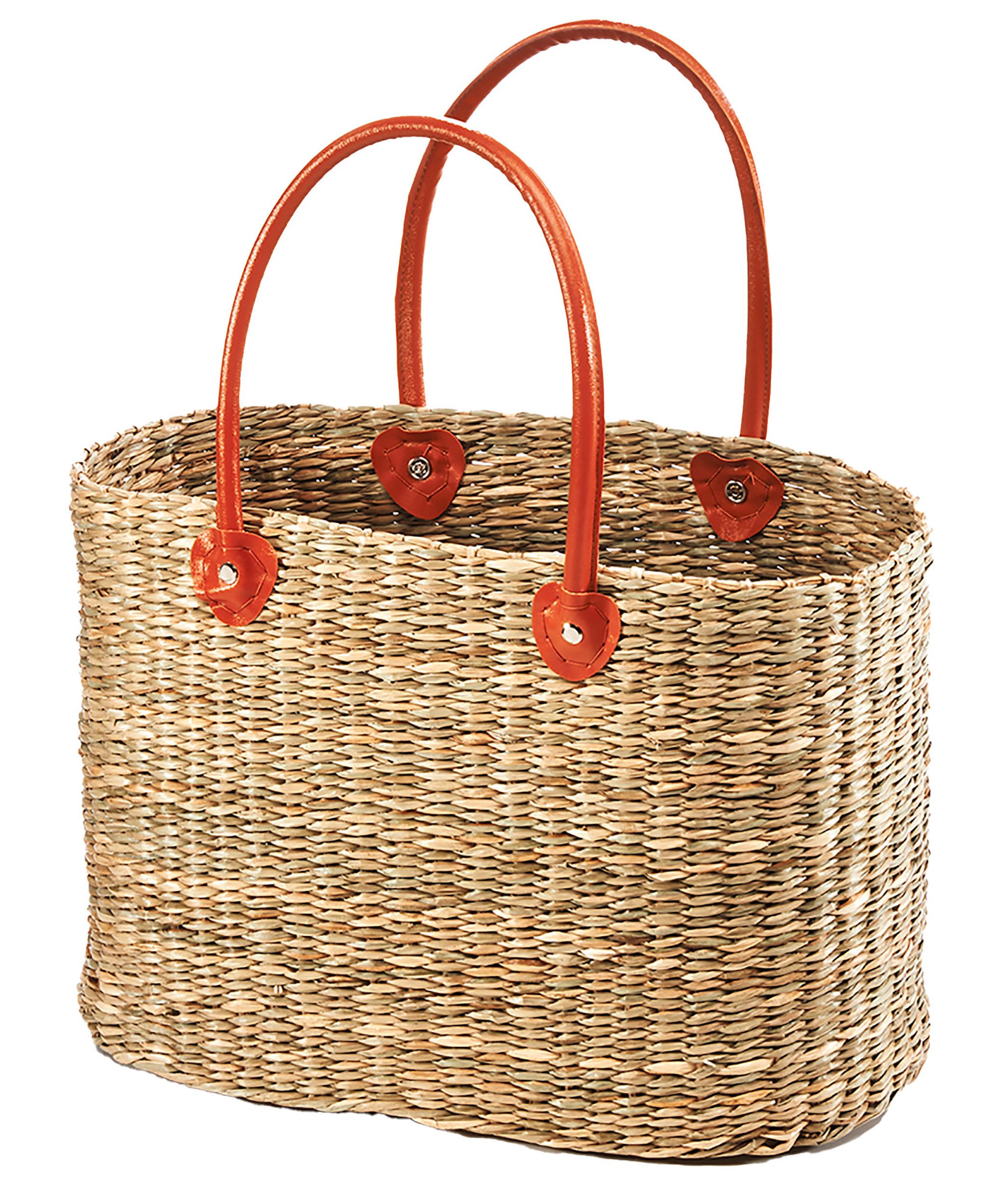 Kobolo Shopper Tasche Tragetasche ULI aus Seegras mit PU Henkeln (Stück, 1-tlg., 1 Stück), 41x19x30/50cm