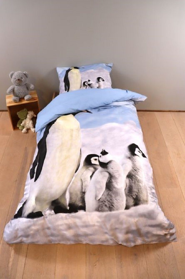 BrandMac Kinderbettwäsche Bettwäsche Set mit Pinguin 135 x 200 cm 80 x 80 cm 100% Baumwolle, 2 teilig, Langlebig