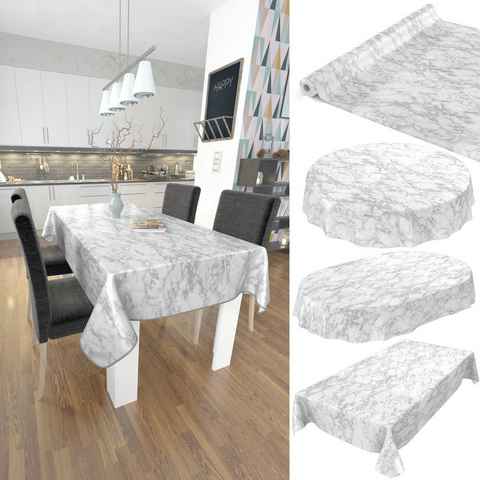 ANRO Tischdecke Tischdecke Wachstuch Marmor Grau Robust Wasserabweisend Breite 140 cm, Geprägt