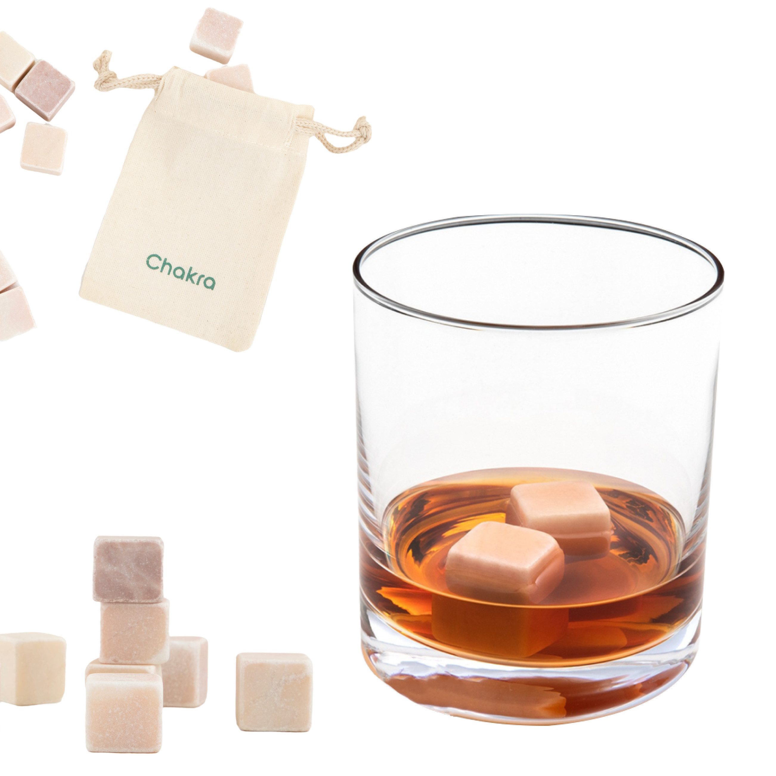 Cocktail-Set Chakra 9er Set Whisky-Steine aus Marmor, Wiederverwendbar, Geruchlos