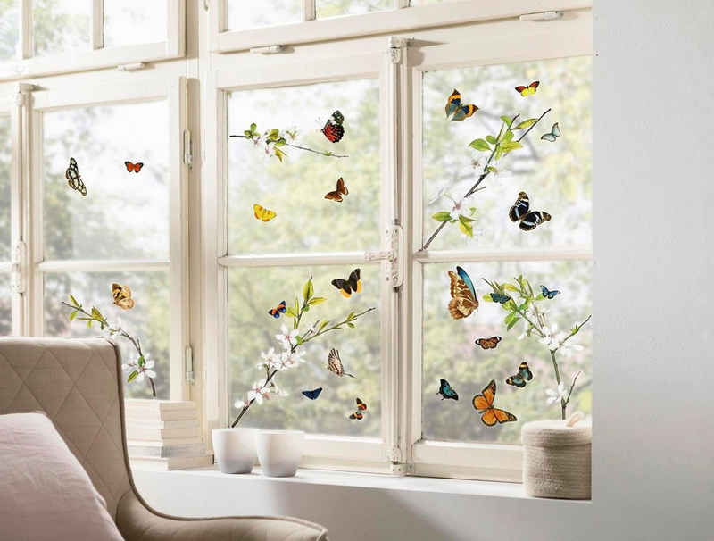 Komar Fensterbild Schmetterlinge, 31 x 31 cm, selbsthaftend