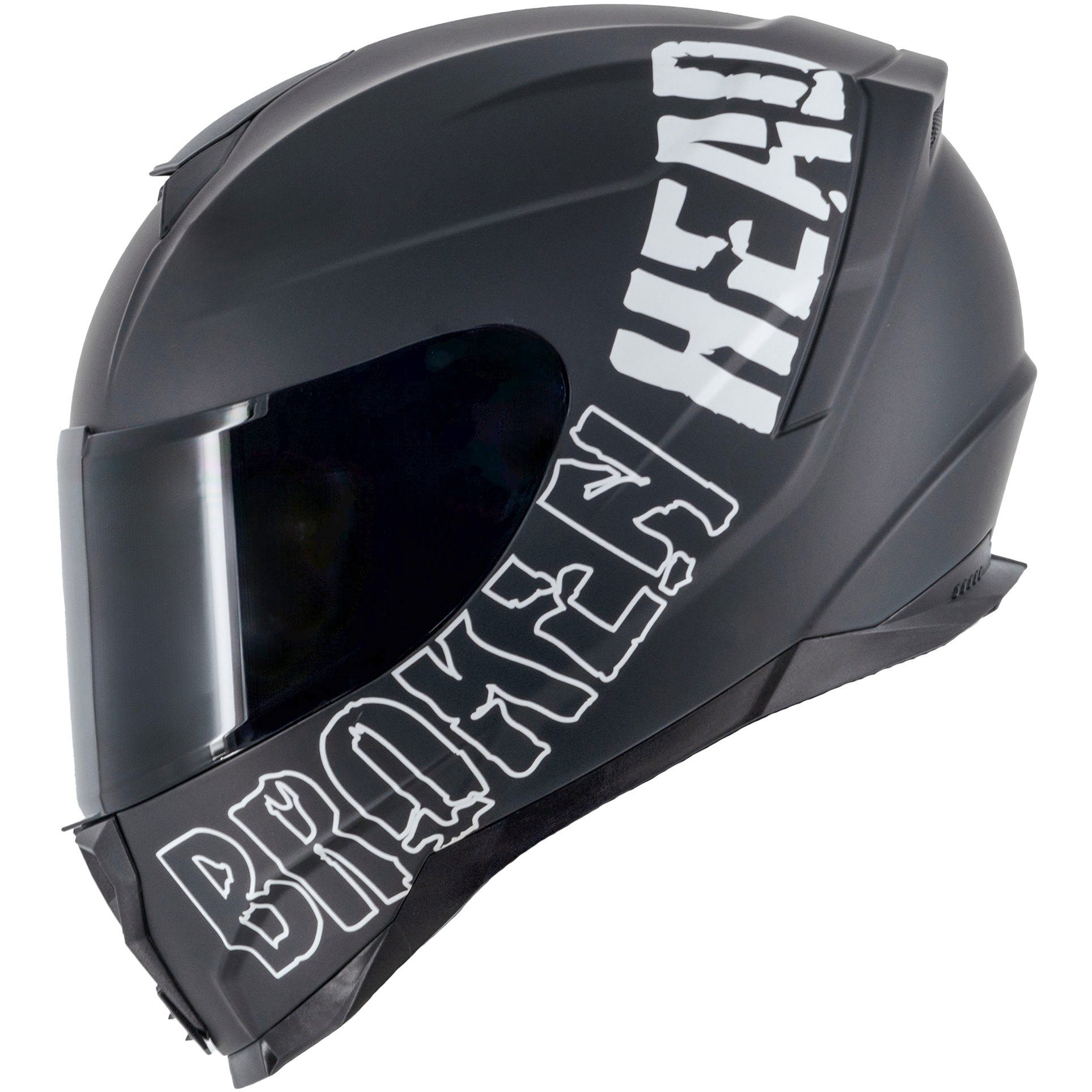 Broken Head Motorradhelm Broken Head Integralhelm BeProud Sport Black (Mit Schwarzem Visier), Hochwertiges Design