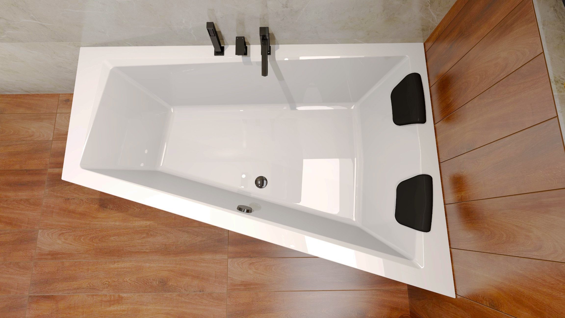 KOLMAN Badewanne Eckwanne 150x85 INTIMA Rechts mit AcrylSchürze + 2 Kopfstü günstig online kaufen