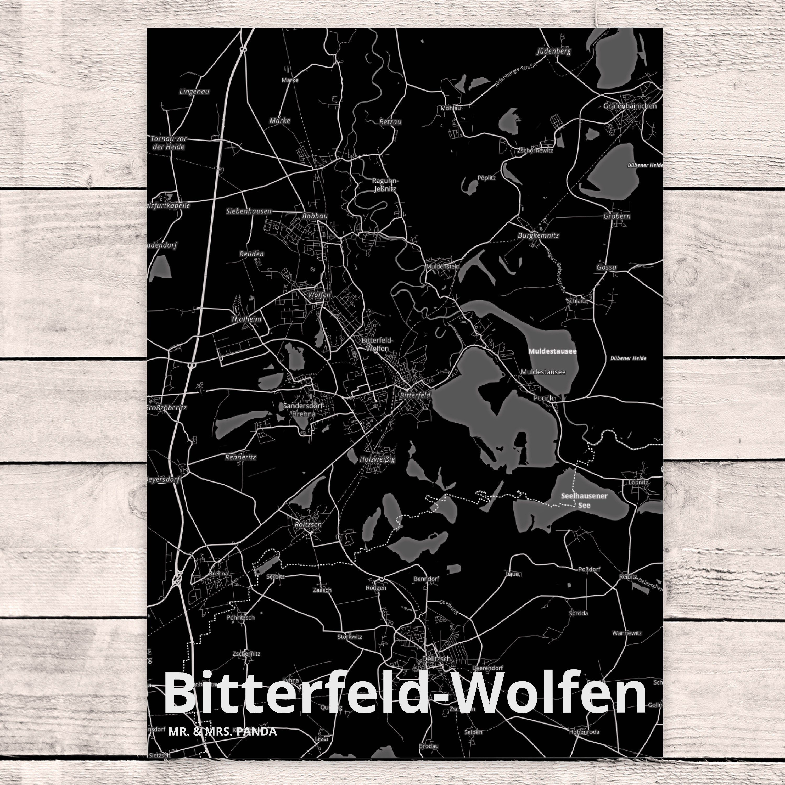 Mr. & Mrs. Bitterfeld-Wolfen Karte S - Panda Karte, Geschenk, Map Postkarte Stadt Landkarte Dorf