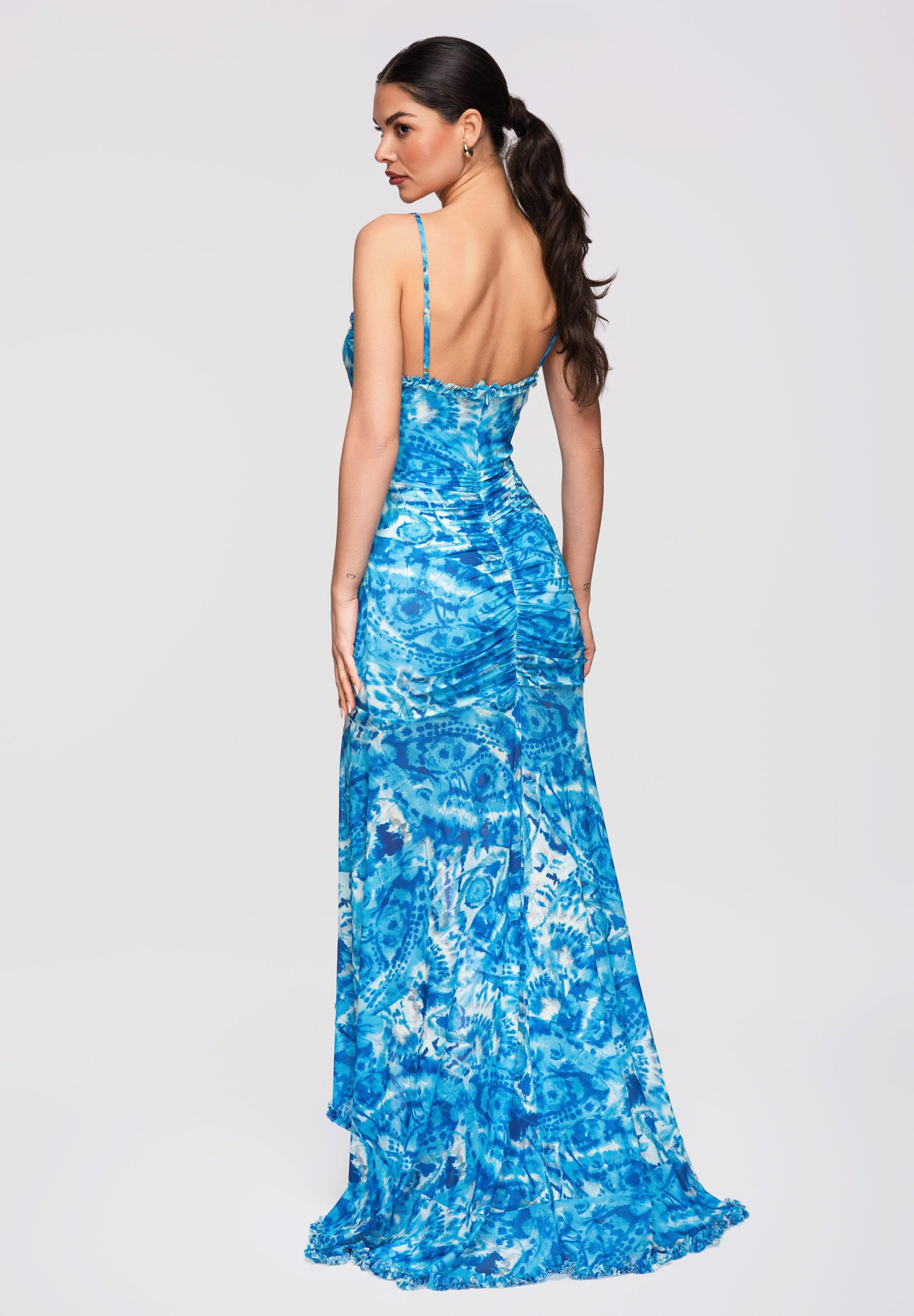 OMBRE Abendkleid Maxikleid Bodycon Cut-Out Abendmode Blau M (kein Set, 1-tlg) Hoher Schlitz, dekorative Verbindung im Brustbereich